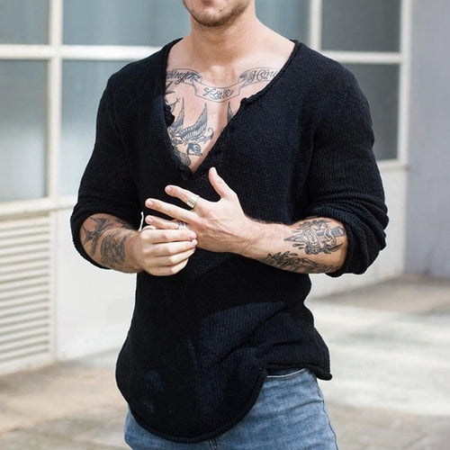 Load image into Gallery viewer, Men V Neck Streetwear Solid Basic Top Casual Loose Male Spring and
