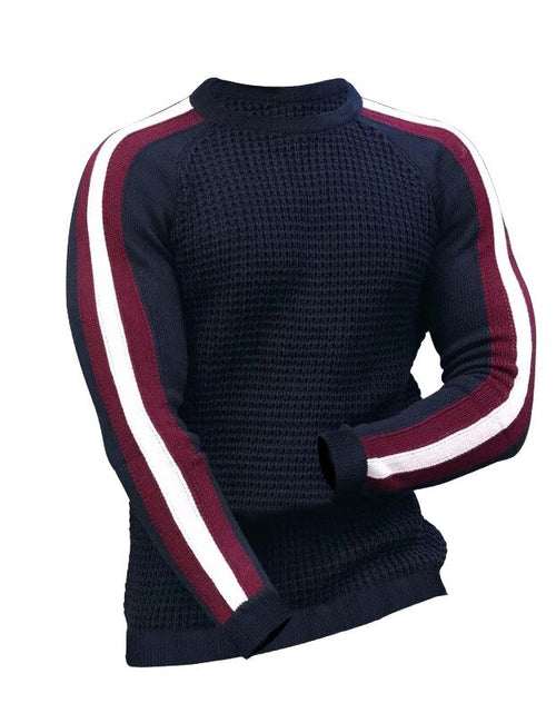 Load image into Gallery viewer, Men&#39;s Autumn And Winter Long Sleeved Round Neck Sweater Contrasting
