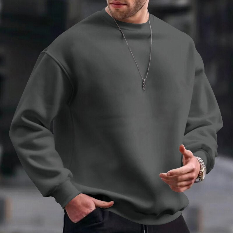 Men's Basic Crew Neck Sweatshirt Pullover For Men Solid Color