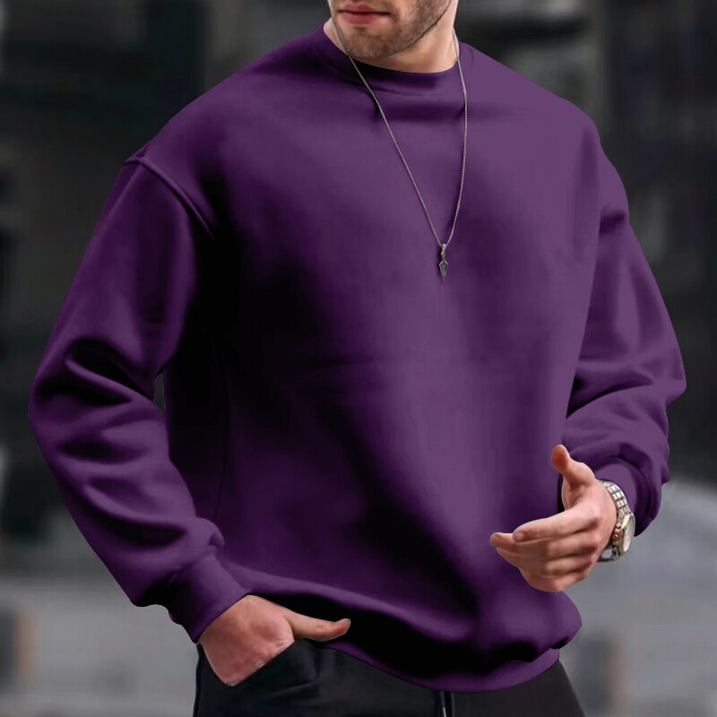 Men's Basic Crew Neck Sweatshirt Pullover For Men Solid Color