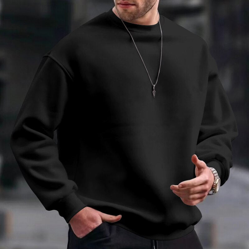 Men's Basic Crew Neck Sweatshirt Pullover For Men Solid Color