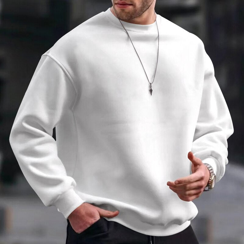 Men's Basic Crew Neck Sweatshirt Pullover For Men Solid Color