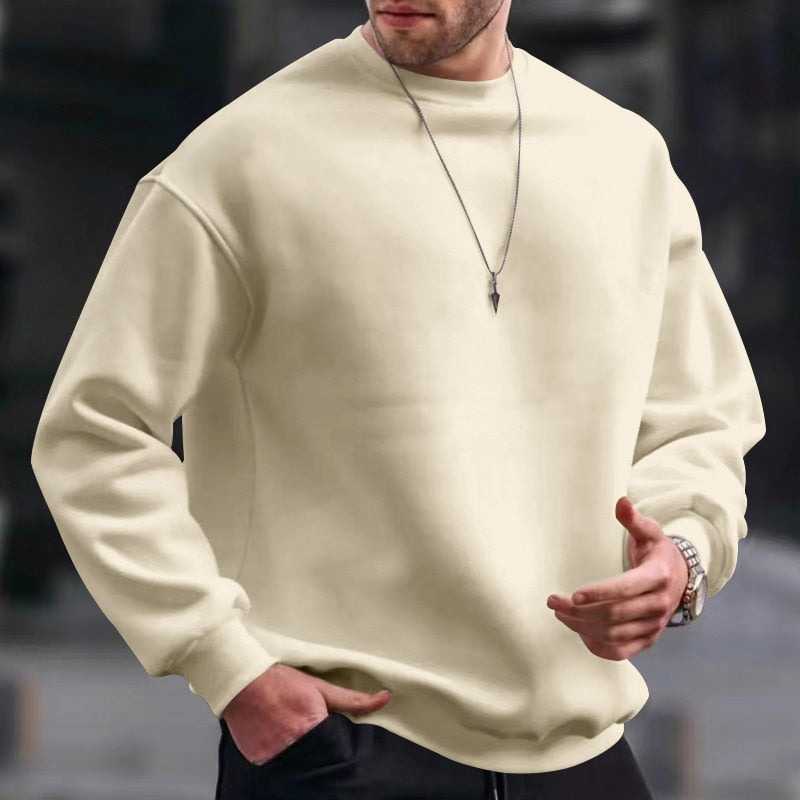 Men's Basic Crew Neck Sweatshirt Pullover For Men Solid Color