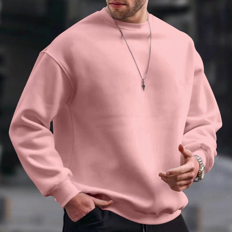 Men's Basic Crew Neck Sweatshirt Pullover For Men Solid Color