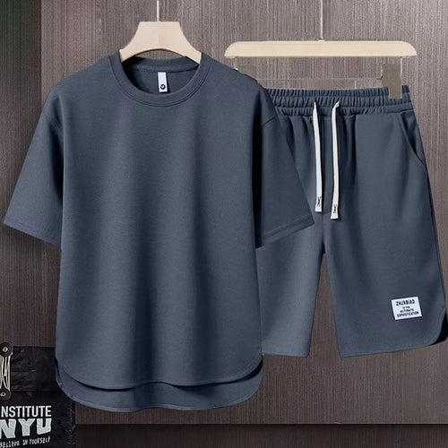 Load image into Gallery viewer, Men&#39;s Korean Fashion Two Piece Set Summer Short Sleeved T shirt And
