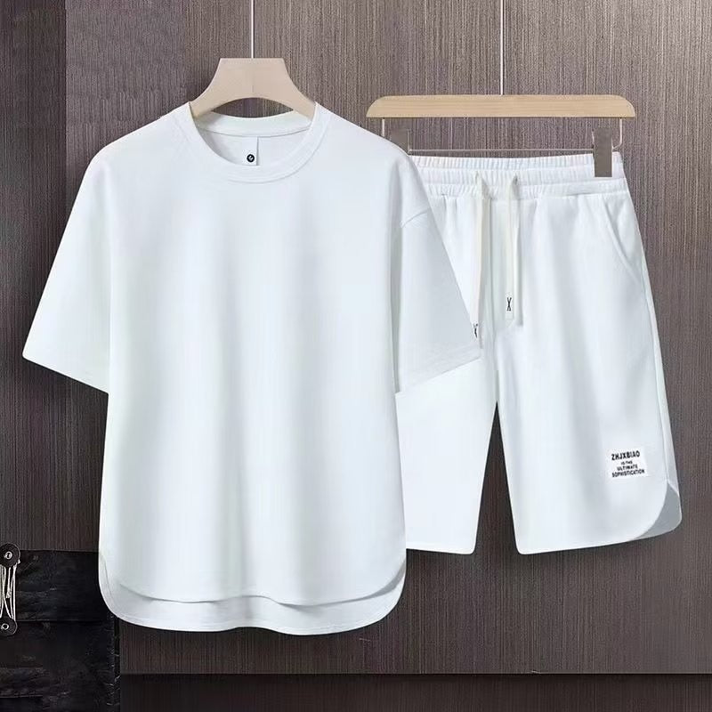 Men's Korean Fashion Two Piece Set Summer Short Sleeved T shirt And