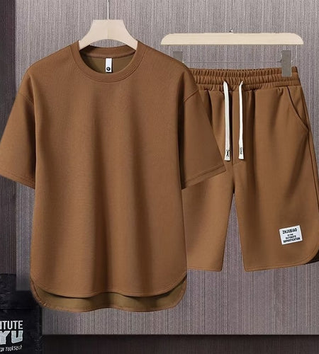 Men's Korean Fashion Two Piece Set Summer Short Sleeved T shirt And