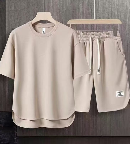 Men's Korean Fashion Two Piece Set Summer Short Sleeved T shirt And