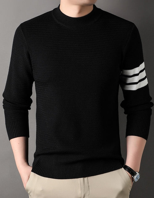 Load image into Gallery viewer, Men&#39;s Pullover Autumn and Winter New Round Neck Wave Stripe Knitted
