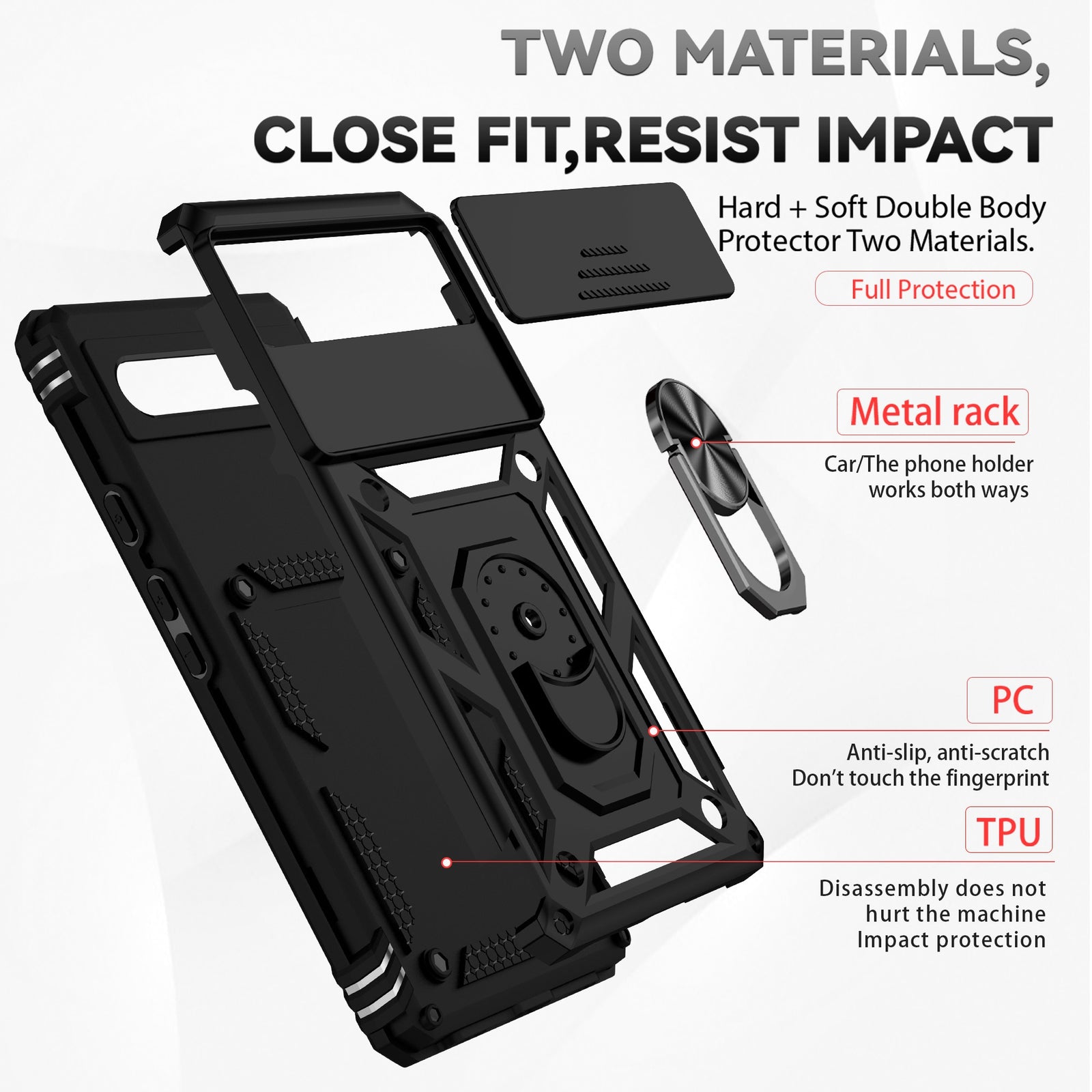 Military Slide Push Window Armor Shockproof Case For Google Pixel 6A 8