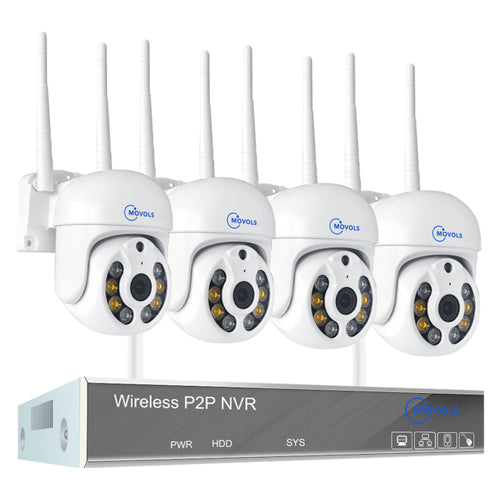 Movols H.265 3MP HD Wireless CCTV System Two Way Audio Waterproof PTZ