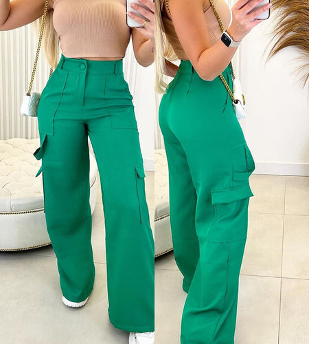 New Cargo Pants Female High Waist Wide Leg Pants Trousers Women