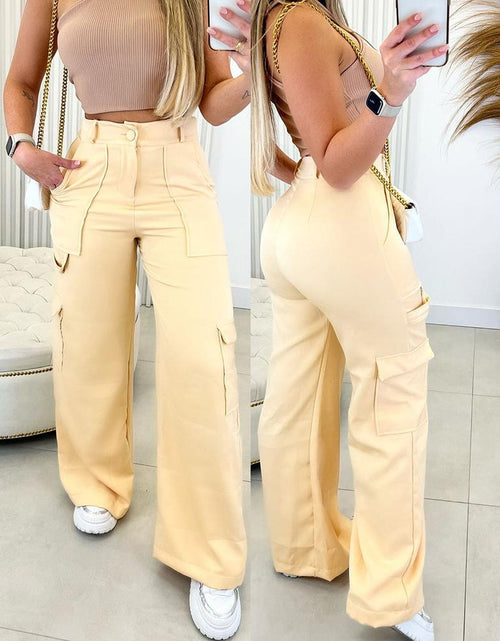 Load image into Gallery viewer, New Cargo Pants Female High Waist Wide Leg Pants Trousers Women
