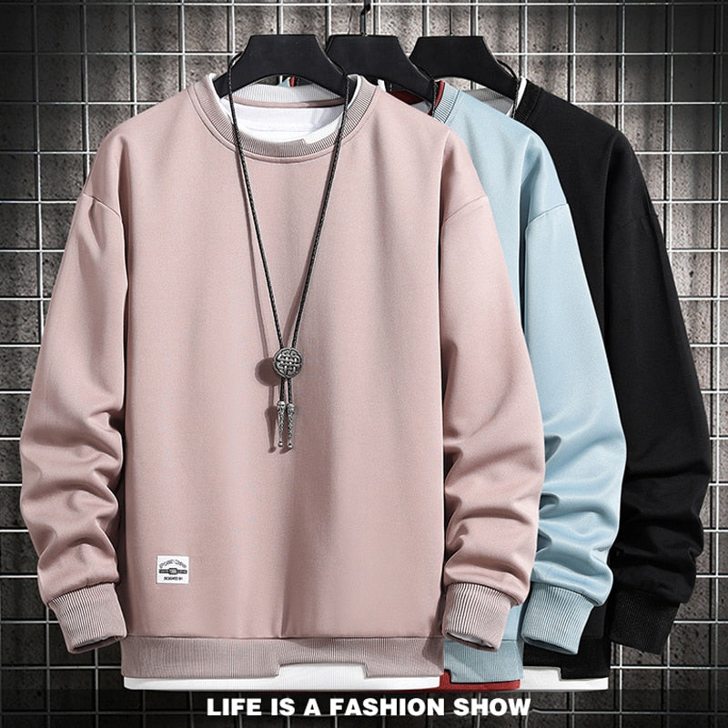 New Fashion Mens Casual Sweatshirts Long Sleeve O-neck Style Male