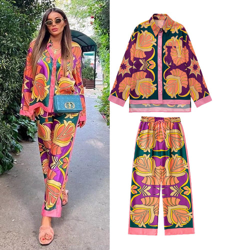 Elastic Waist Straight 2 Piece set Suit Casual Vacation Suit