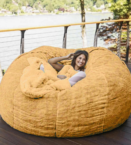 New Giant Sofa Cover No Filler Soft Washable Fabric Fluffy Fur Bean