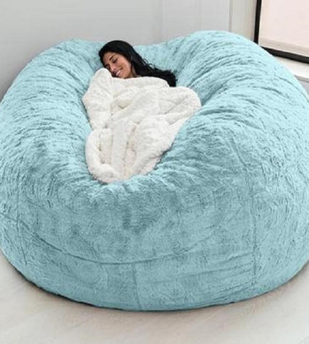 New Giant Sofa Cover No Filler Soft Washable Fabric Fluffy Fur Bean