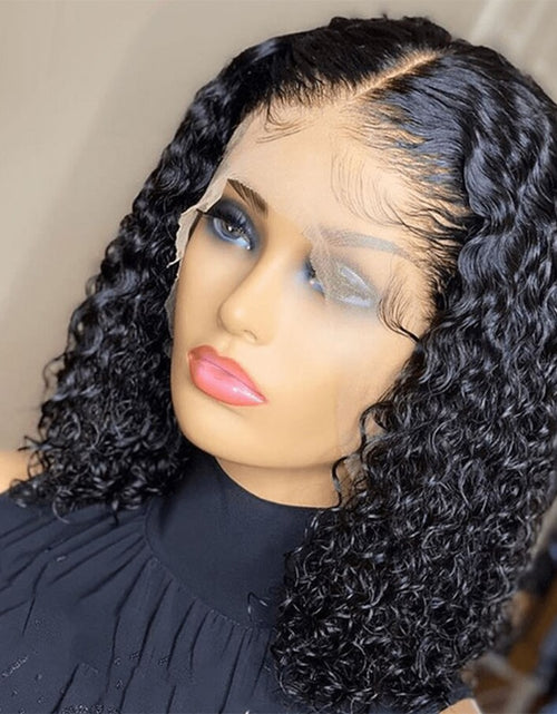 Load image into Gallery viewer, Brazilian Deep Wave Lace Front Wig Wet Wavy Frontal Human Hair Black
