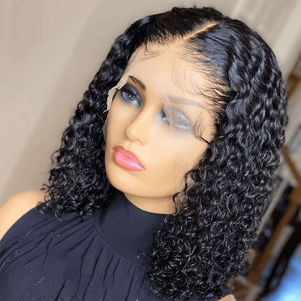 Brazilian Deep Wave Lace Front Wig Wet Wavy Frontal Human Hair Black