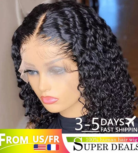 Brazilian Deep Wave Lace Front Wig Wet Wavy Frontal Human Hair Black