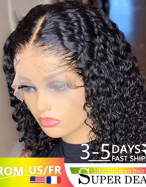 Load image into Gallery viewer, Brazilian Deep Wave Lace Front Wig Wet Wavy Frontal Human Hair Black
