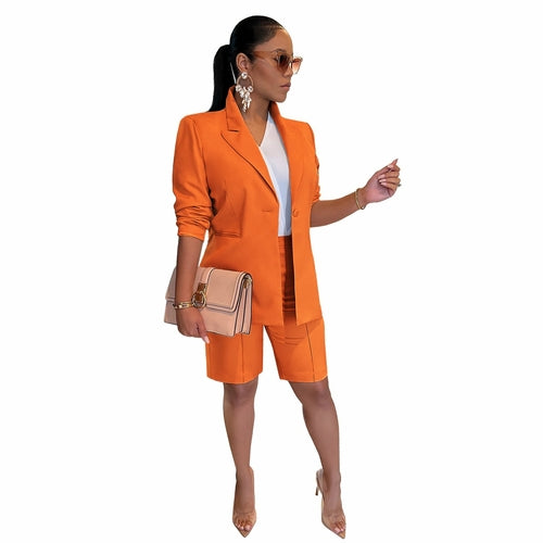 Load image into Gallery viewer, Women&#39;s Casual Suit Set with Jacket and Shorts
