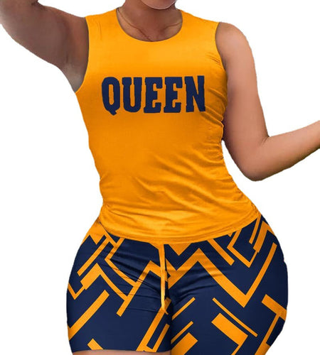 Fashion casual print set two pieces