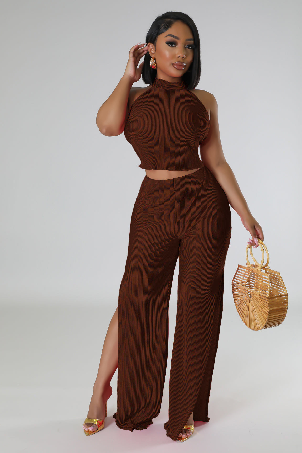 Sexy fashion backless split two-piece set