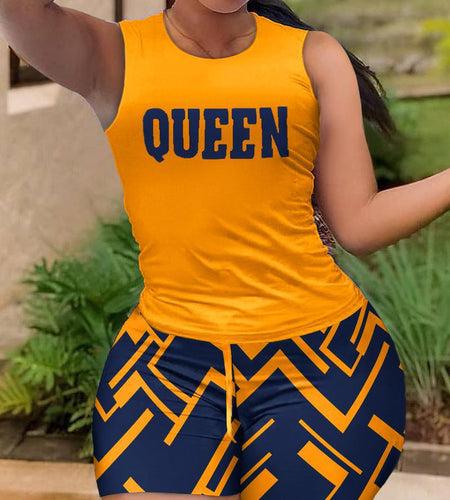 Fashion casual print set two pieces