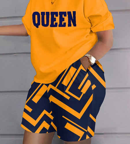 Fashion casual orange print suit