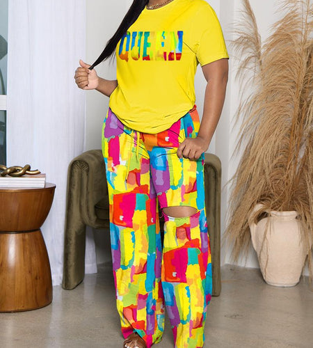 Fashion Loose Casual Print Suit