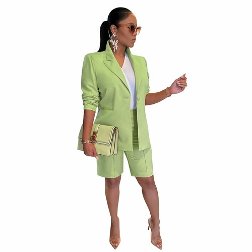 Load image into Gallery viewer, Women&#39;s Casual Suit Set with Jacket and Shorts
