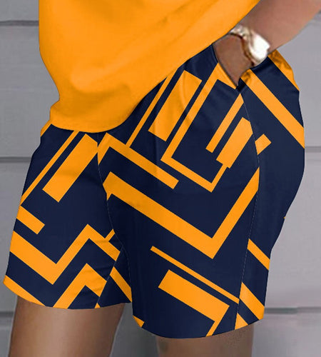 Fashion casual orange print suit