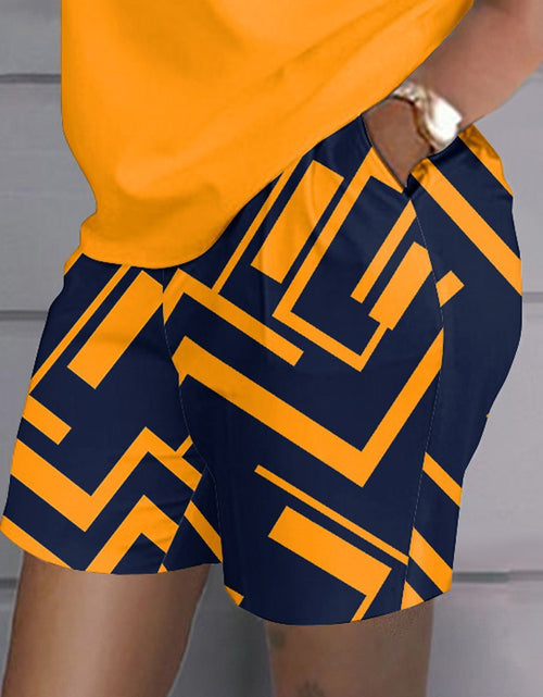 Load image into Gallery viewer, Fashion casual orange print suit
