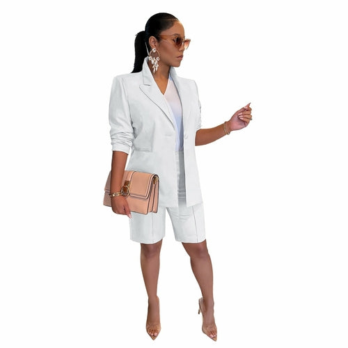 Load image into Gallery viewer, Women&#39;s Casual Suit Set with Jacket and Shorts
