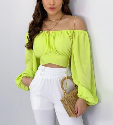 Lantern Sleeve Sexy Lace-up Sleeve Shirt