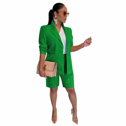 Load image into Gallery viewer, Women&#39;s Casual Suit Set with Jacket and Shorts
