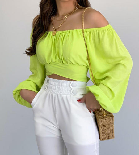 Lantern Sleeve Sexy Lace-up Sleeve Shirt