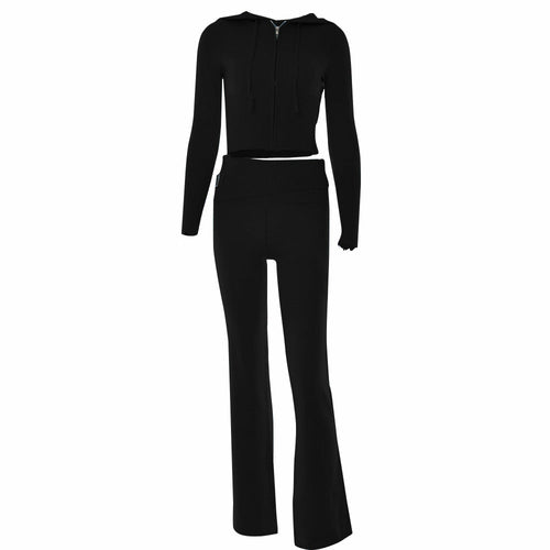 Sexy High-Waisted Long Sleeve Tops Pants Set