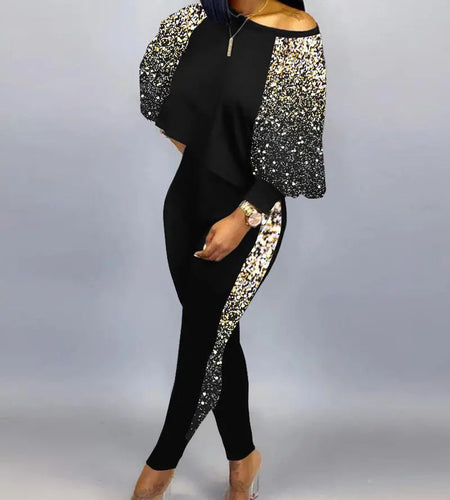 Long Sleeve Round Neck Off-Shoulder Set