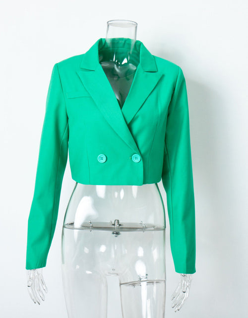 Load image into Gallery viewer, Short Blazer Sets Crop Blazer Jackets Folds Shorts Suits Sets
