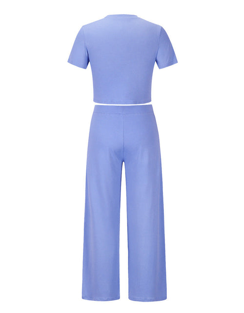 Load image into Gallery viewer, Short Sleeve T-Shirt and Long Pants Two-Piece Set
