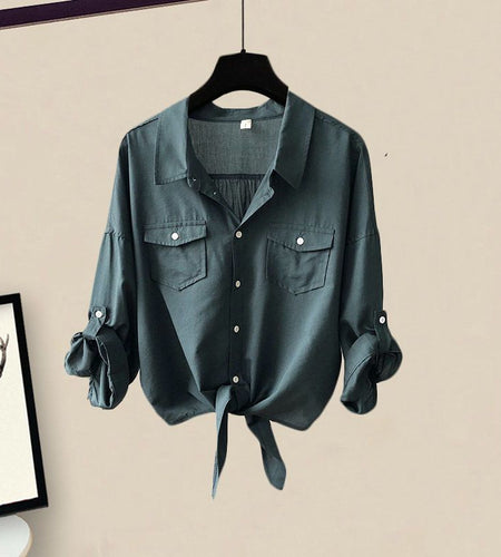 Oversized Women's Fashion Street Blast Hong Kong Style Shirt Set