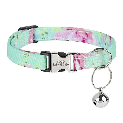 Load image into Gallery viewer, Personalized Printed Cat Collar Adjustable Kitten Puppy Collars With
