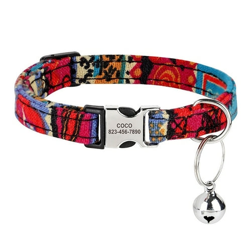 Load image into Gallery viewer, Personalized Printed Cat Collar Adjustable Kitten Puppy Collars With
