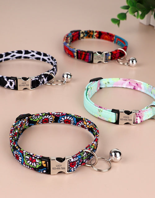 Load image into Gallery viewer, Personalized Printed Cat Collar Adjustable Kitten Puppy Collars With
