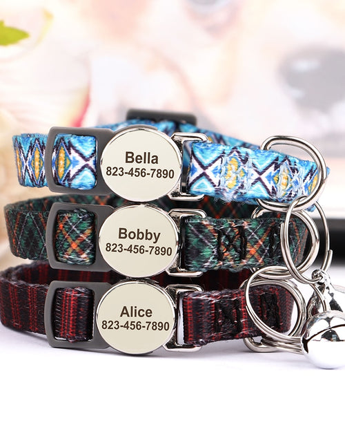 Load image into Gallery viewer, Personalized Printed Cat Collar Adjustable Kitten Puppy Collars With
