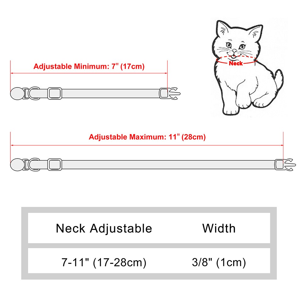 Personalized Printed Cat Collar Adjustable Kitten Puppy Collars With