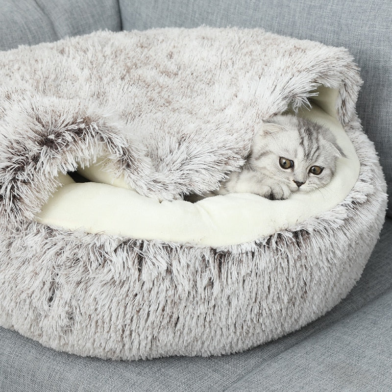 Pet Cat Sleep Enclosed Cave Kitten Winter Warm Cushion Puppy Soft Nest