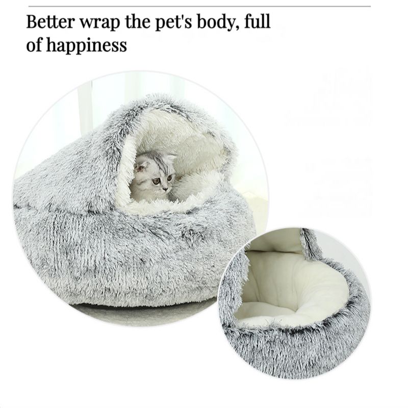 Pet Cat Sleep Enclosed Cave Kitten Winter Warm Cushion Puppy Soft Nest